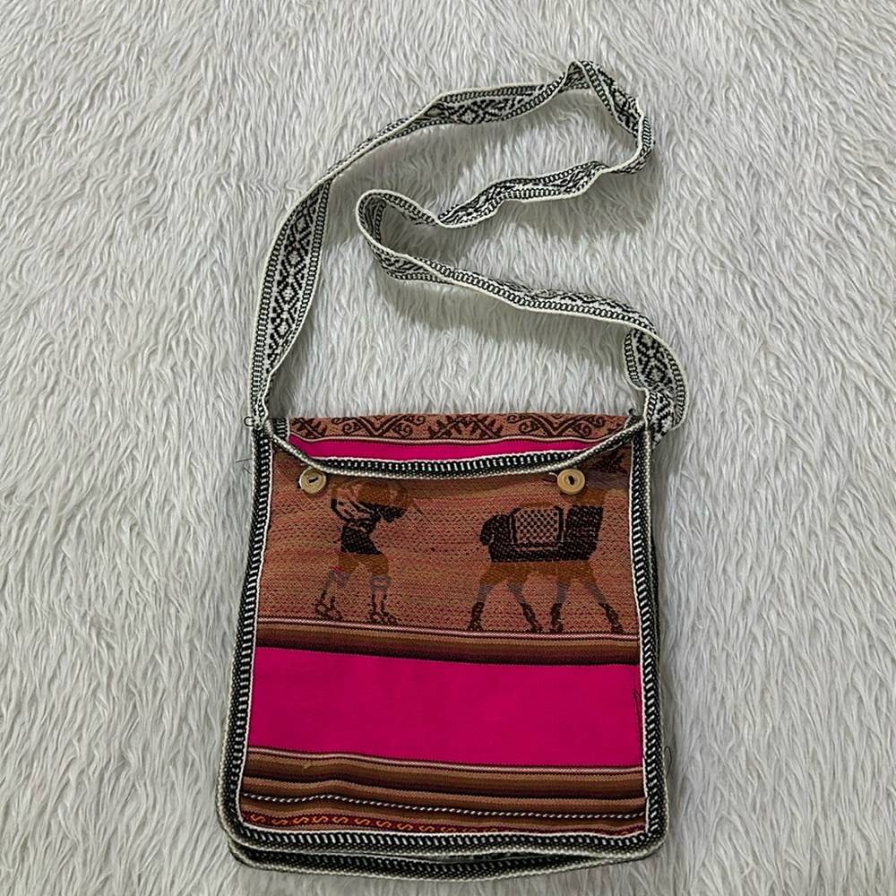 Boho Peruvian handmade crossbody artisan travel tote purse